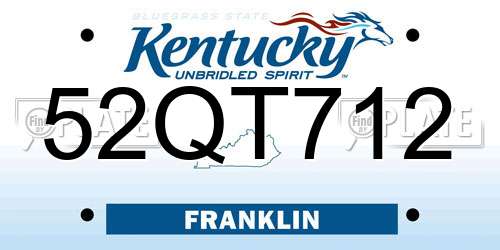 52QT712 Kentucky License Plate