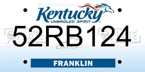 52RB124 Kentucky License Plate