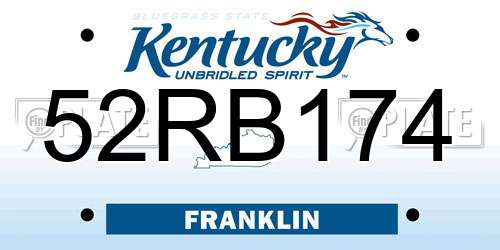 52RB174 Kentucky License Plate