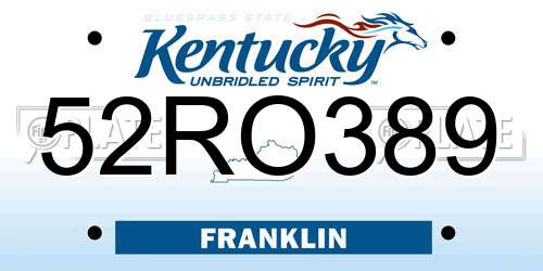 52RO389 Kentucky License Plate