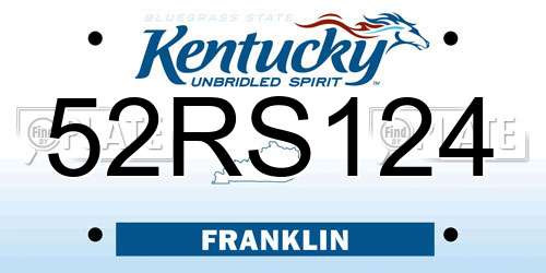 52RS124 Kentucky License Plate