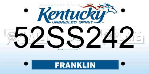52SS242 Kentucky License Plate