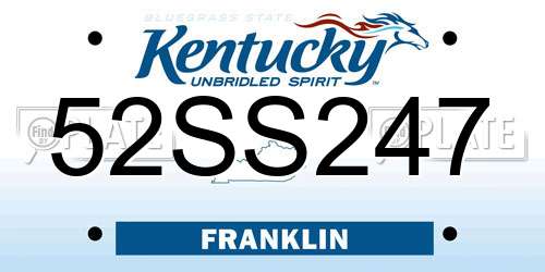 52SS247 Kentucky License Plate