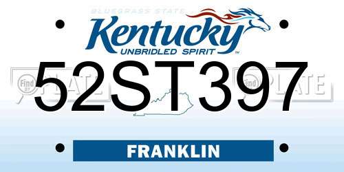 52ST397 Kentucky License Plate