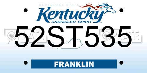 52ST535 Kentucky License Plate