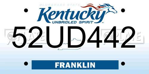 52UD442 Kentucky License Plate