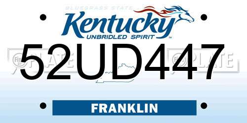 52UD447 Kentucky License Plate