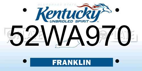 52WA970 Kentucky License Plate