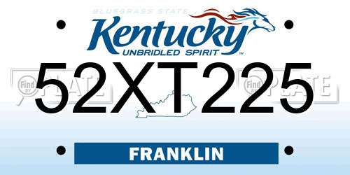 52XT225 Kentucky License Plate