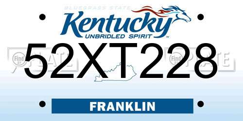 52XT228 Kentucky License Plate