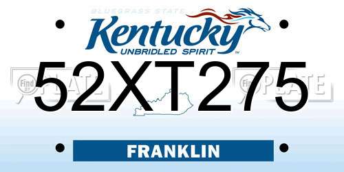 52XT275 Kentucky License Plate