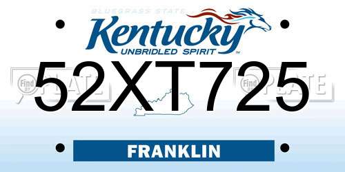 52XT725 Kentucky License Plate