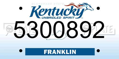 5300892 Kentucky License Plate