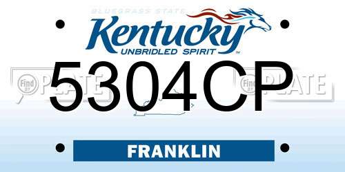 5304CP Kentucky License Plate