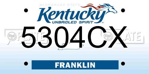 5304CX Kentucky License Plate