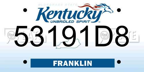 53191D8 Kentucky License Plate