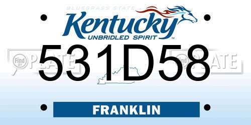 531D58 Kentucky License Plate