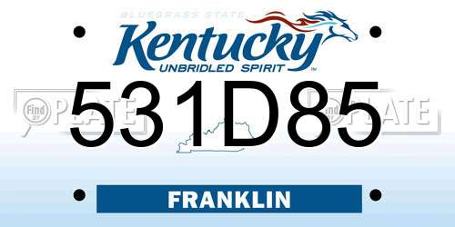531D85 Kentucky License Plate
