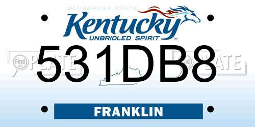 531DB8 Kentucky License Plate
