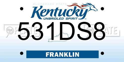 531DS8 Kentucky License Plate