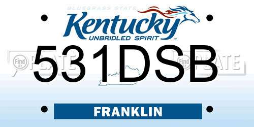 531DSB Kentucky License Plate