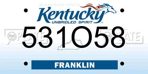 531O58 Kentucky License Plate