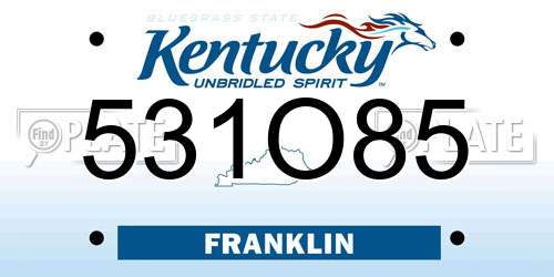 531O85 Kentucky License Plate