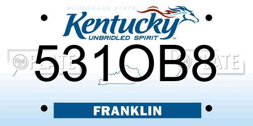 531OB8 Kentucky License Plate