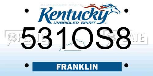 531OS8 Kentucky License Plate