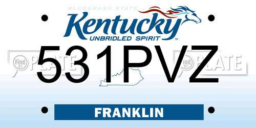 531PVZ Kentucky License Plate