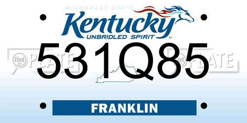 531Q85 Kentucky License Plate