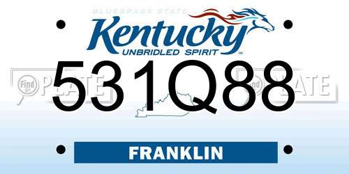 531Q88 Kentucky License Plate