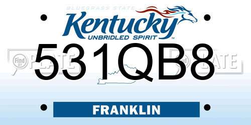 531QB8 Kentucky License Plate