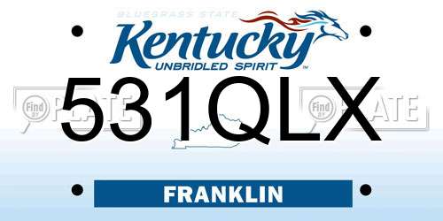 531QLX Kentucky License Plate