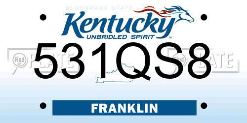 531QS8 Kentucky License Plate