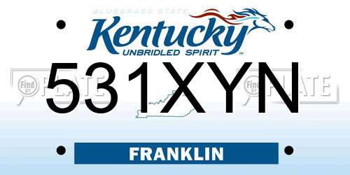 531XYN Kentucky License Plate