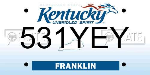 531YEY Kentucky License Plate