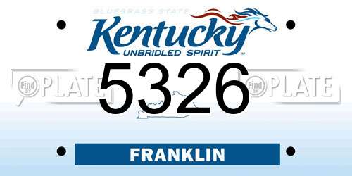 5326 Kentucky License Plate