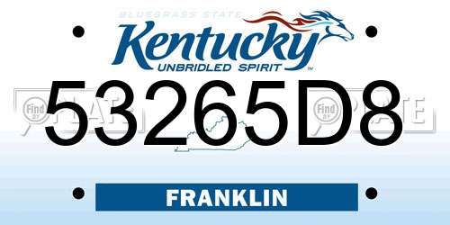 53265D8 Kentucky License Plate