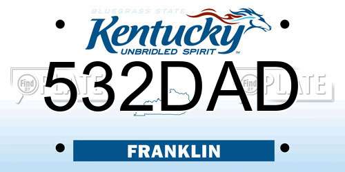 532DAD Kentucky License Plate