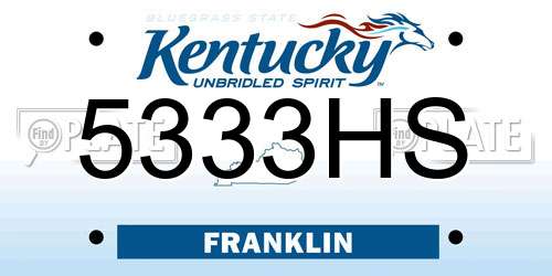 5333HS Kentucky License Plate