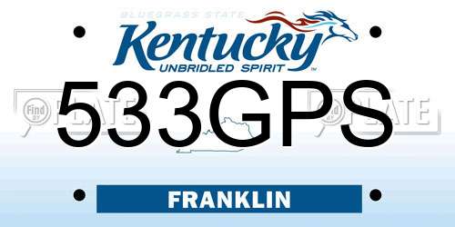 533GPS Kentucky License Plate