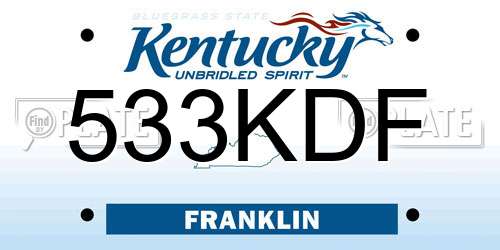 533KDF Kentucky License Plate
