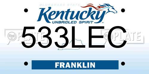 533LEC Kentucky License Plate