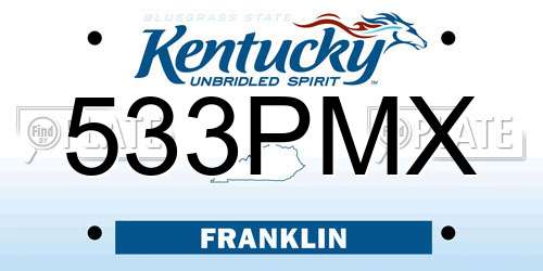 533PMX Kentucky License Plate
