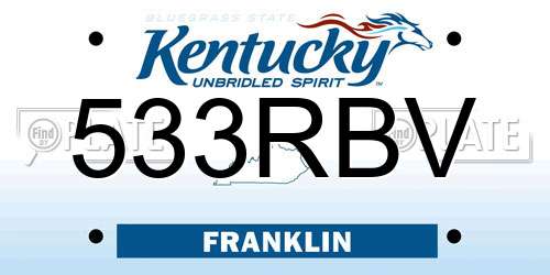 533RBV Kentucky License Plate