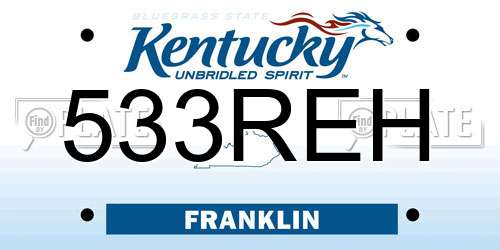 533REH Kentucky License Plate