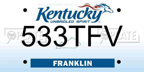 533TFV Kentucky License Plate