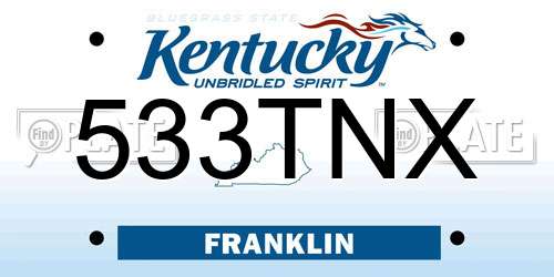 533TNX Kentucky License Plate