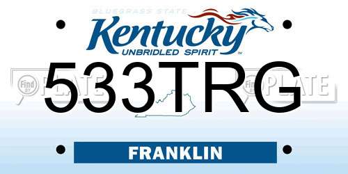 533TRG Kentucky License Plate